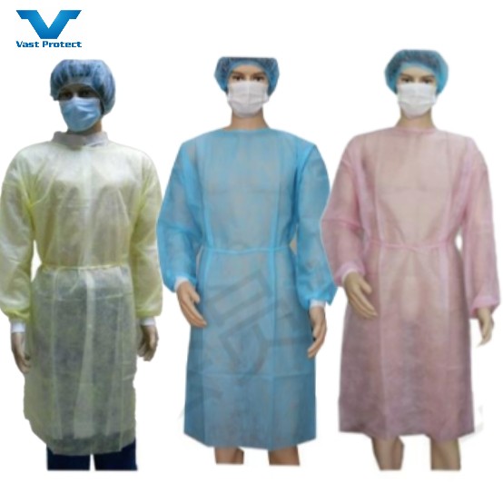 Class III Disposable Isolation Gowns 45gsm SMS Blue Waterproof for Medical Facilities
