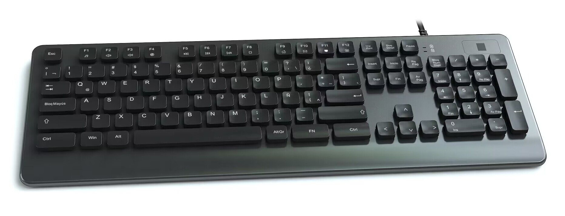USB Plastic Keyboard With Fingerprint Reader Function Keys Multimedia Keys And Numeric Keys