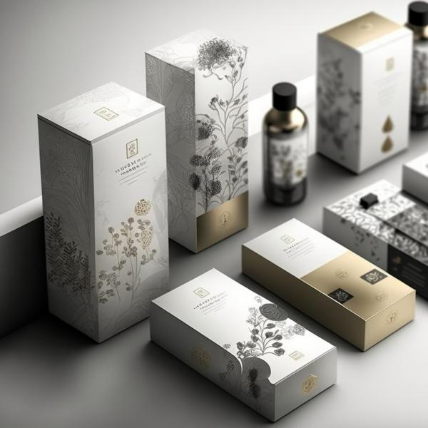 Eco-Friendly Recyclable Custom Printed Skincare Bottles Packaging Box with Gold Foil