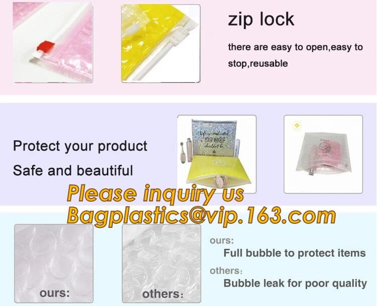 Cosmetic Slider Zip lockk Bubble Bags Bubble Slide Pouch,Zip lockk esd bubble bag bubble packaging wrap cosmetic pouch slide
