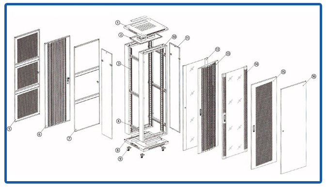 Cooling Data Center Floor Mount Server Rack Static Loading 800kg Width 600mm