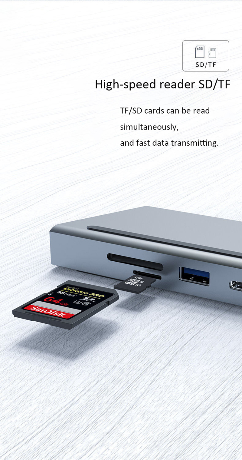 USB C Interface Multi-Function Type-C Dock With SD TF Adapter OEM/ODM Acceptcable