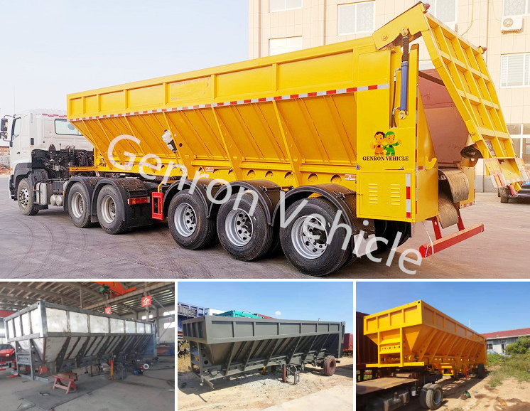 Used To Delivery Coal Heavy Duty V - Type Self - Propelled Dumping Trailer 60T 3 Axles