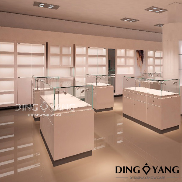 Showroom Glossy Lockable Jewelry Showcase Display