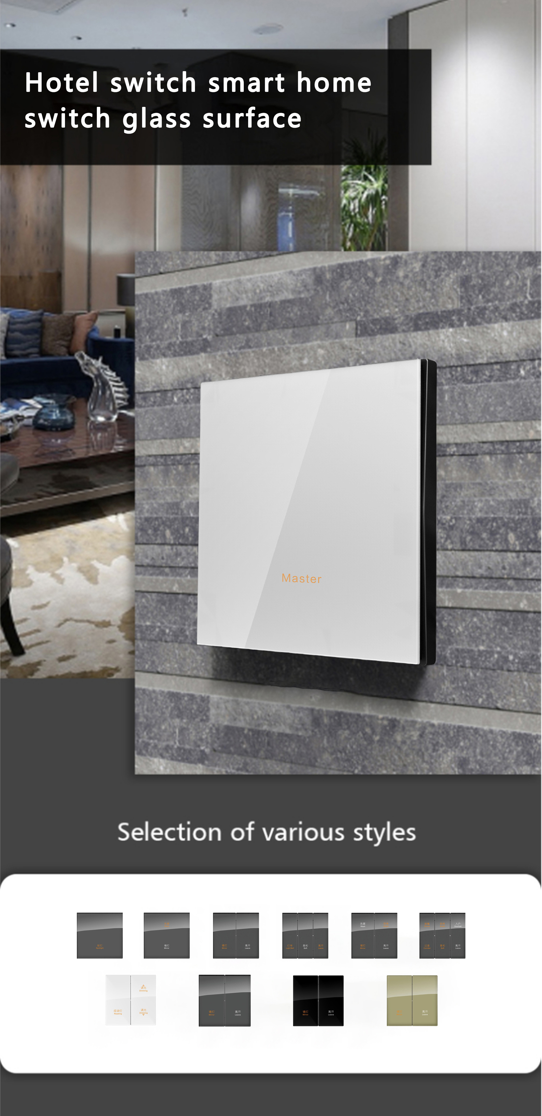 Smart RS485 Programmable Wall Switch Digital Push Button Tact Switch