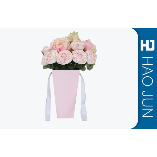 Romantic Round Cardboard Boxes For Flower Arrangements With Ribbon