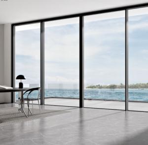 Tempered Glass Slim Aluminium Sliding Doors Safety With Multi Point Locking