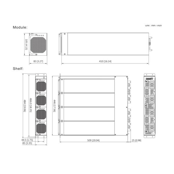 Cotek DC AC Inverter SR-1600 PLUS-124 120Vac Input 24Vdc In Put 120Vac Output 1600VA Rack Inverter