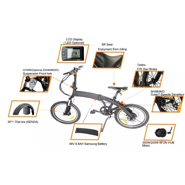 China supplier durable electric foldable bicycle 20" fat tire folding electric bicycle