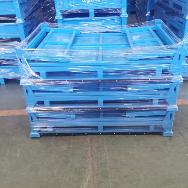 High Durability Industrial Warehouse Grid Storage Metal Pallet Box In Multiple Colors