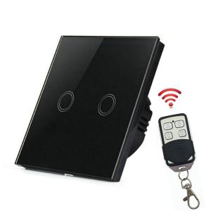 EU Standard 2 gang tempered glass panel capacitive touch sensor switch, light touch switch for smart home