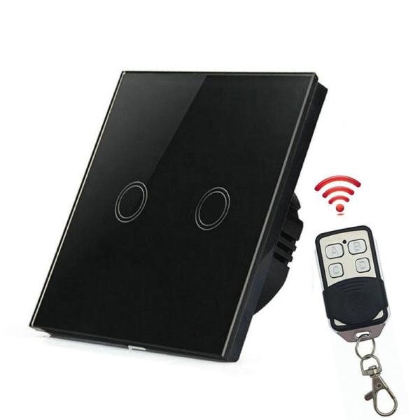 Quality EU Standard 2 gang tempered glass panel capacitive touch sensor switch, light touch switch for smart home for sale