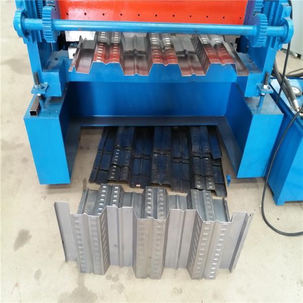Quality Heavy Duty 18-20 Station Floor Deck Roll Forming Machine Hydraulic Cutting Blue Color for sale