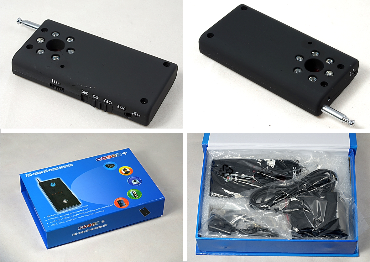 Radio frequency signal detector cc308 camera scans GSM alarm GPS detector 1mhz-6.5ghz adjustable sensitivity