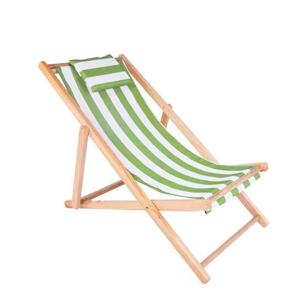 Quality Outdoor Garden Deck Bamboo Relaxing Chair Backrest Adjustable In 4 Positions Canvas Seating Area for sale