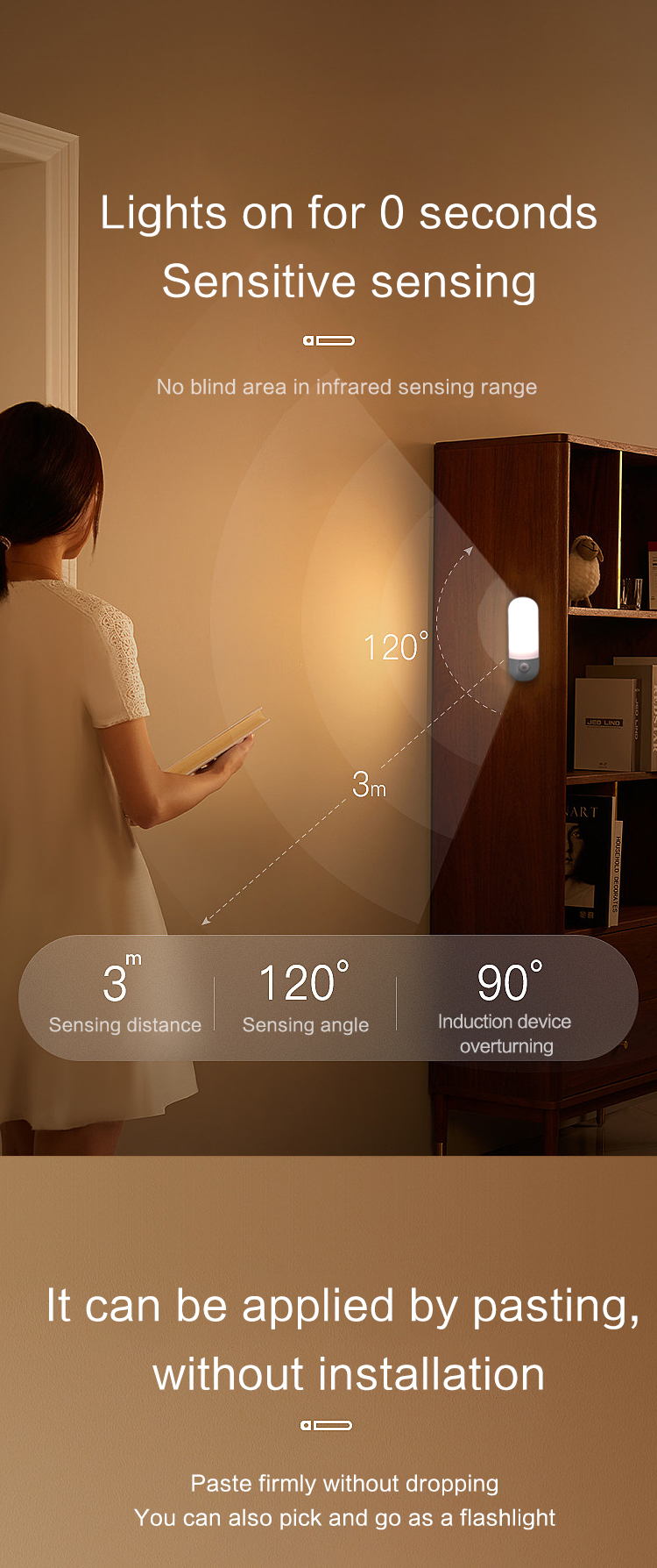 5000K PIR Sensor Cabinet Light Motion Sensor LED Light 1.5W