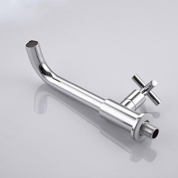 Brass Bathroom Single Cold Water Basin Tap Modern Wall Mounted Cross Handle