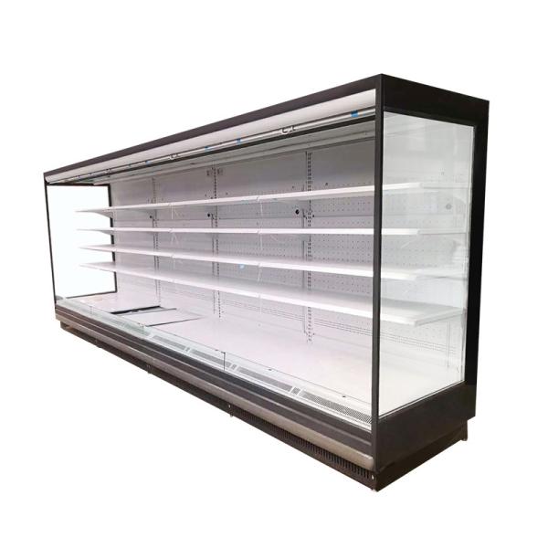 Quality R22 Upright Open Front Chiller Milk Juice Display Refrigerator for sale