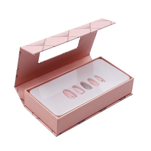Recycled Paper Nails Packaging Box With Bag , Gift Press On Nail Packaging Box