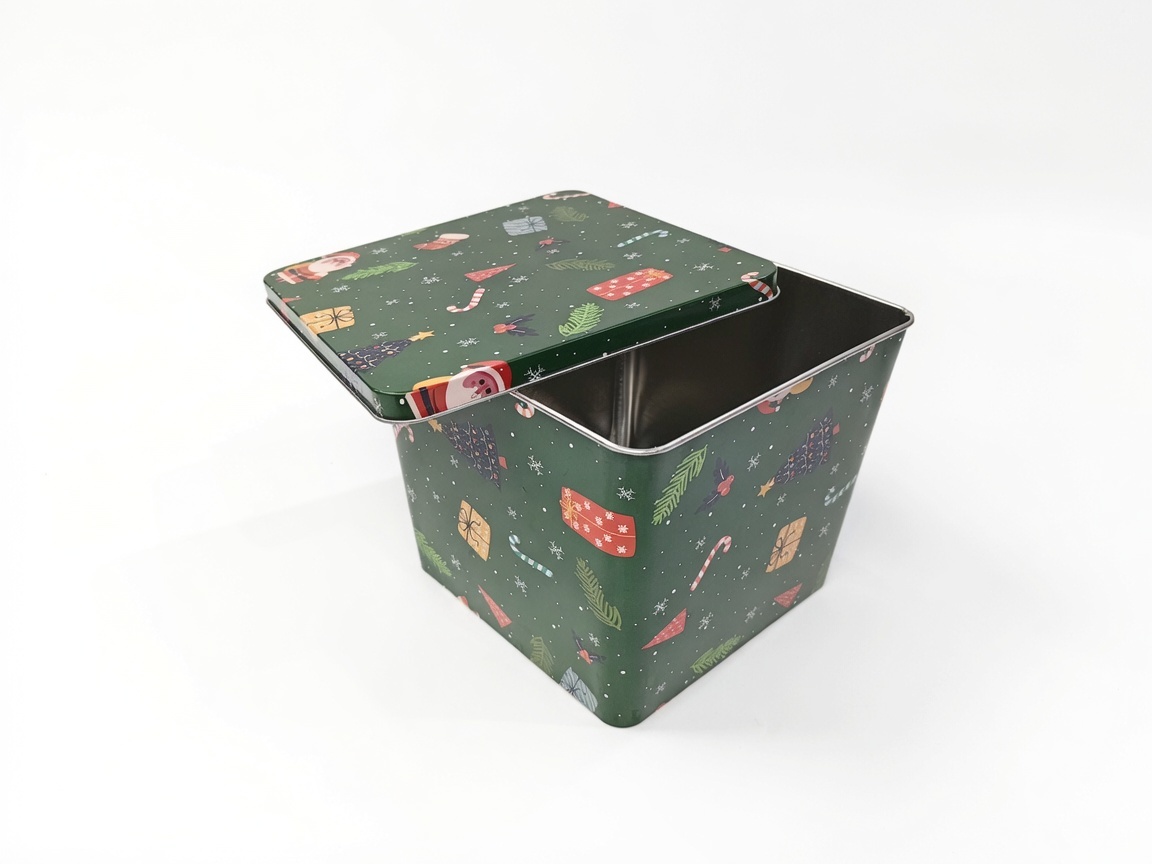 Dadi Customized Trapezoidal Metal Storage Tin with Square Top Lid Premium Iron Box for Cookies Snacks Candies Gifts