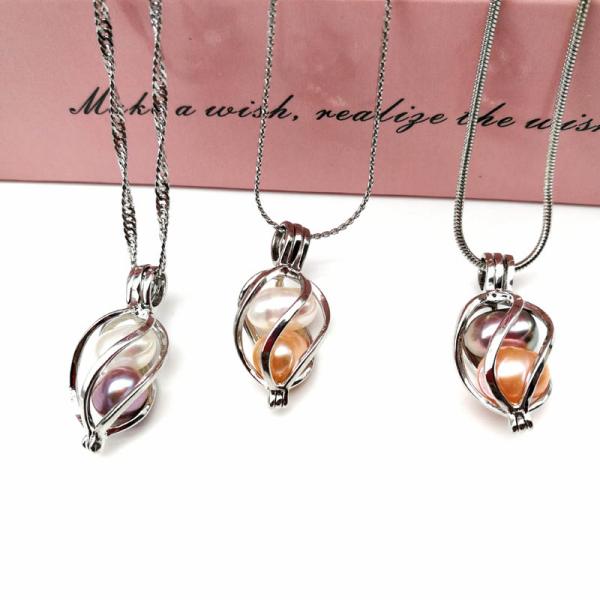 Natural Pearl Oyster Pearl Cage Pendant Silver Lady Charm Surprise Valentine's Day Gift