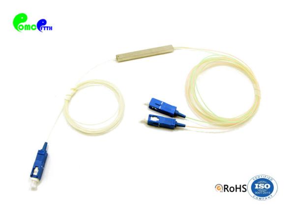 Quality Blockless SM 1310nm 1*2 Fiber Optic PLC Splitter With SC UPC Connector for sale