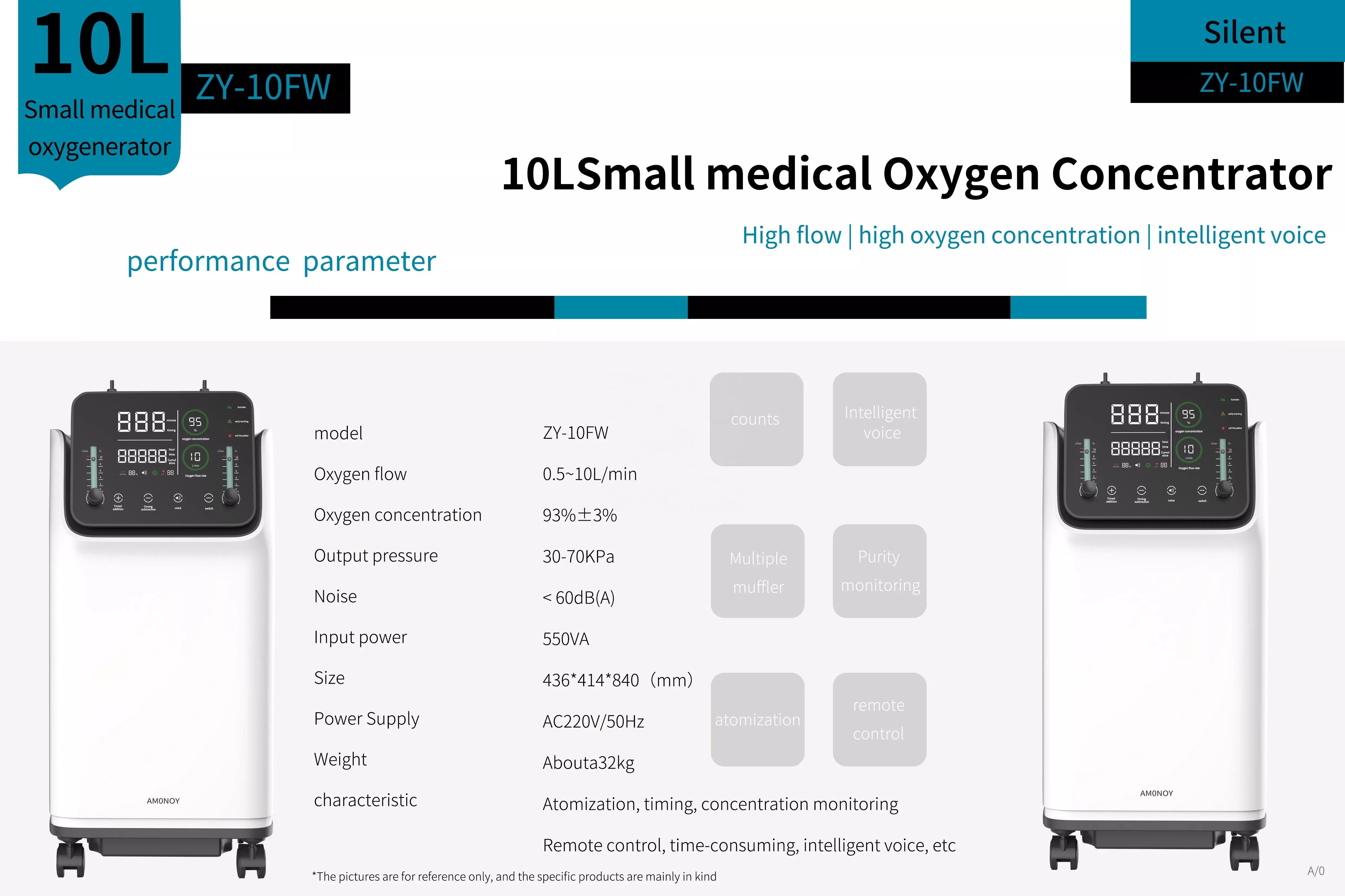 Dual Flow Portable 10L Oxygen Machine With Overload Protector