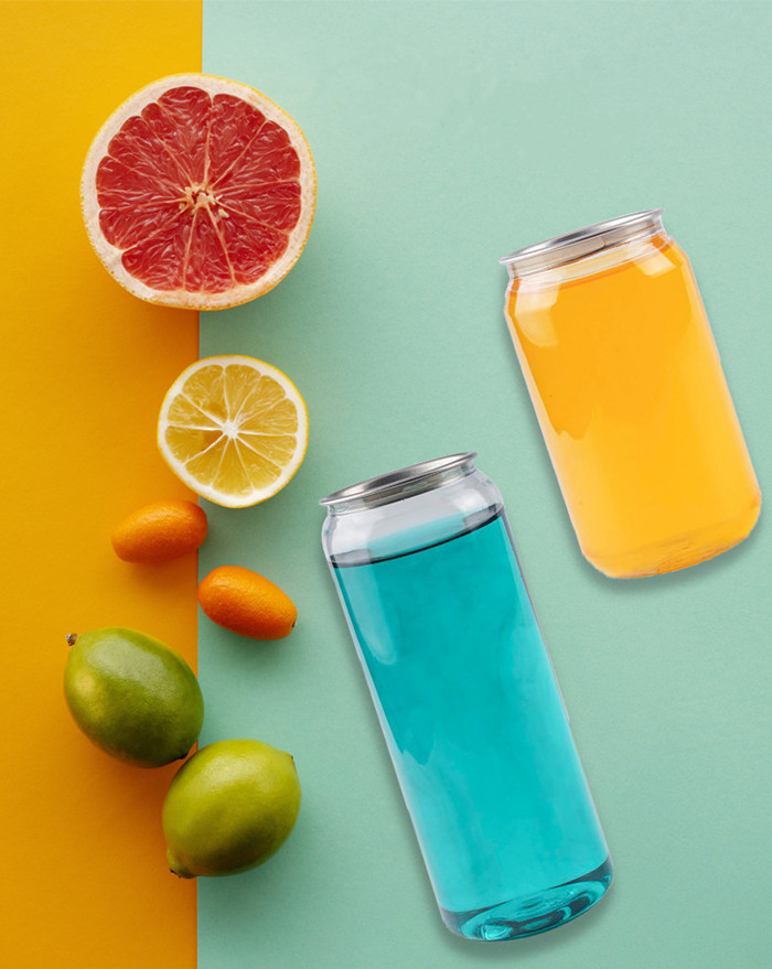 Aluminum Lids Empty 350ml 500ml Round Plastic Drink Can Easy Open End Cans