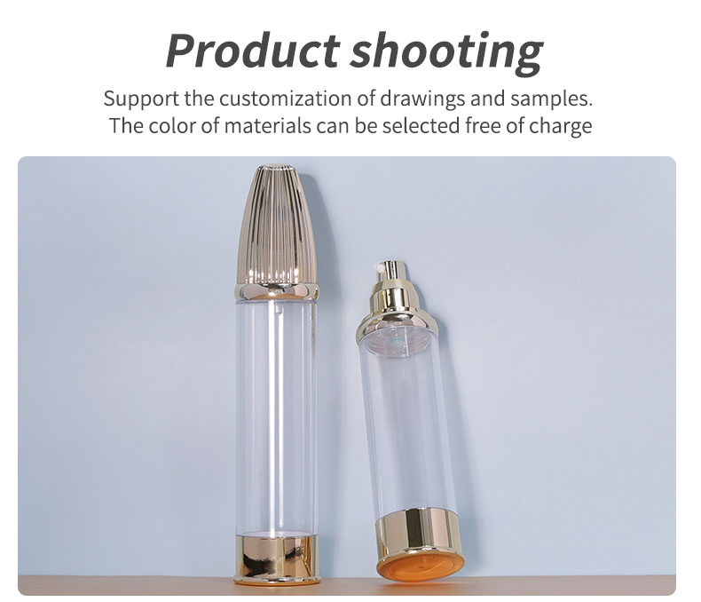 AS Collar Pump Airless Bottles for Lotion Refillable Empty Spray Plastic Bullet Round