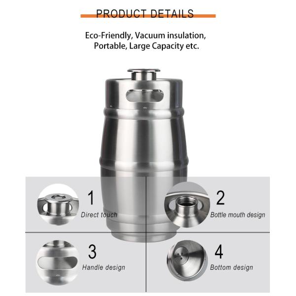 Solid Exquisite Stainless Steel Empty 5 Litre Beer Keg