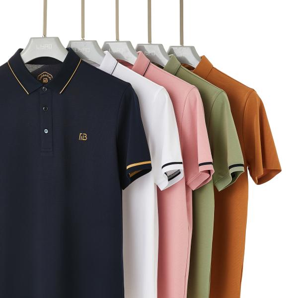 Logo Pattern Plain Unisex Polo Shirts in 100% Cotton / 95% 5%Spandex Fabric