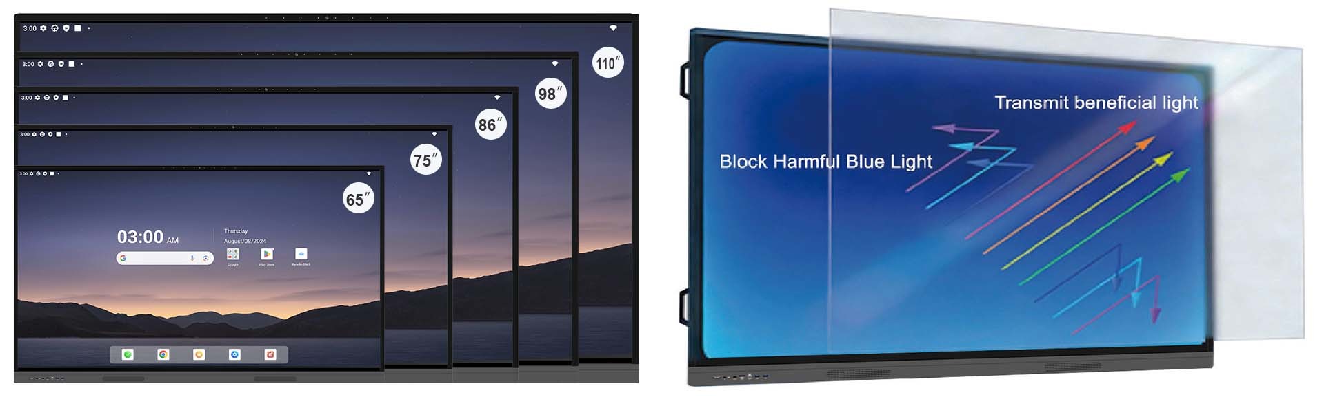 110 Inch AI Education Board Giant Interactive Smart Board for Large Auditoriums and Conference Centers with 40 Point Touch Dual Color Annotation