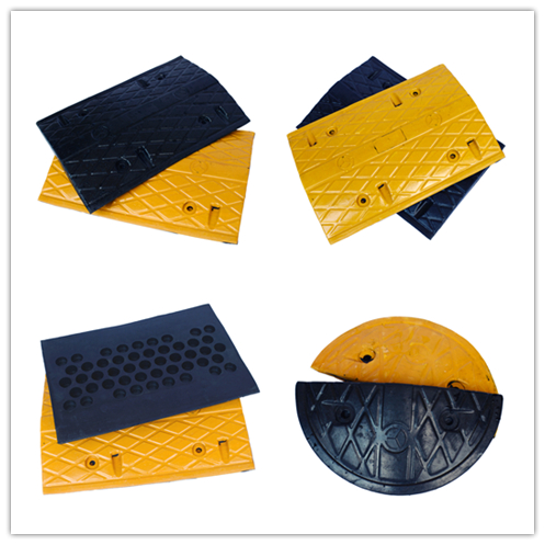 Raceway Round Rubber Yellow Black Driveway Speed Bumps