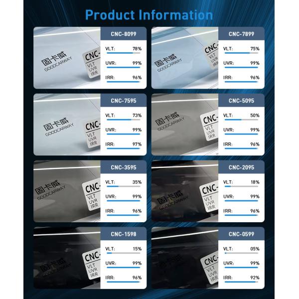 1 Ply Dyed Car Window Film VLT 5% 15% 35% 50% Carbon Car Tint Film