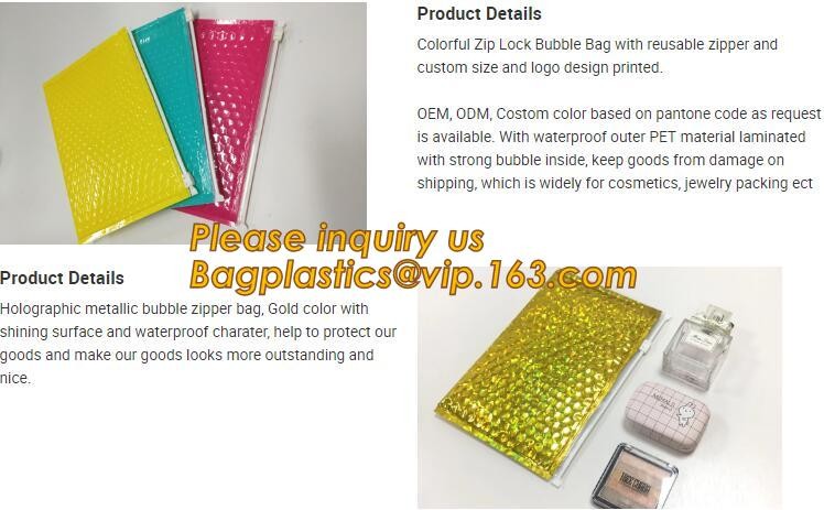 Cosmetic Slider Zip lockk Bubble Bags Bubble Slide Pouch,Zip lockk esd bubble bag bubble packaging wrap cosmetic pouch slide