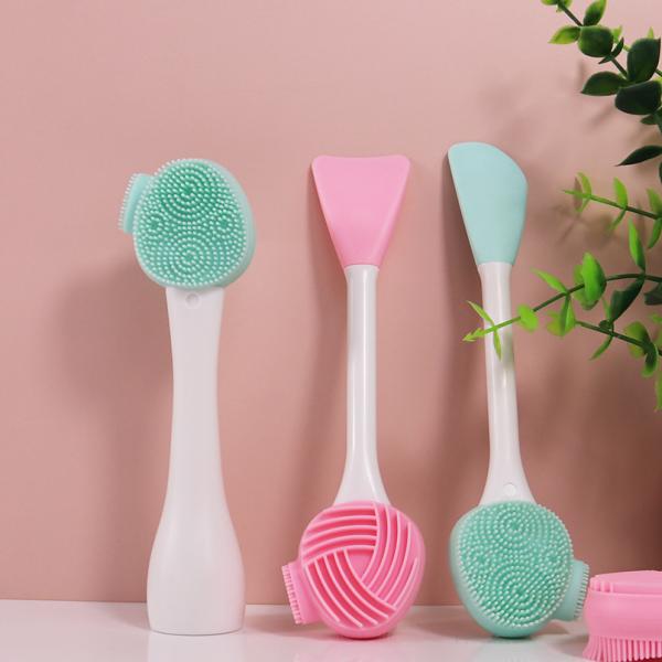 Quality FDA 4 In 1 Silicone Face Scrubber With Ergonomic Handle for sale