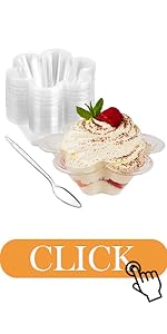 Flower shaped clear plastic sundae dessert cups