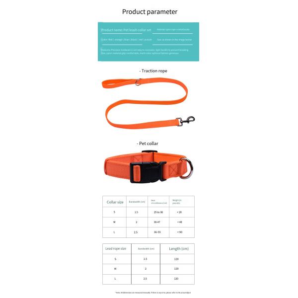 Pet Adjustable Leash And Diving Nylon Collar Anti-Escape Dog Walking Set
