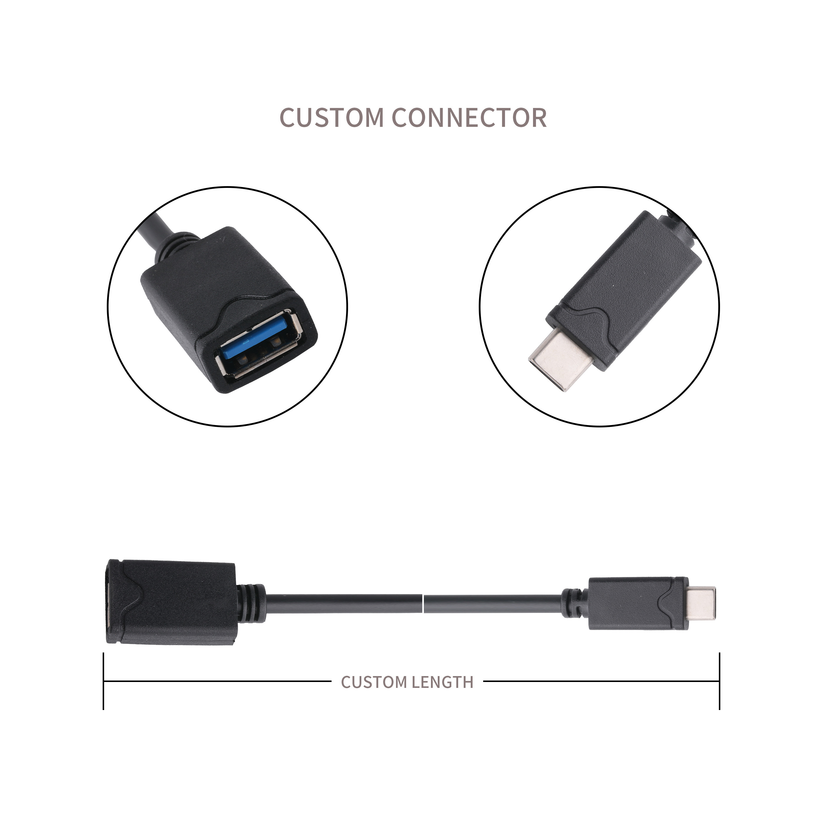 Connector Adapters Rohs Usb Adapter Cable Type C Male Usb - Type A Female Oem / Odm Customize