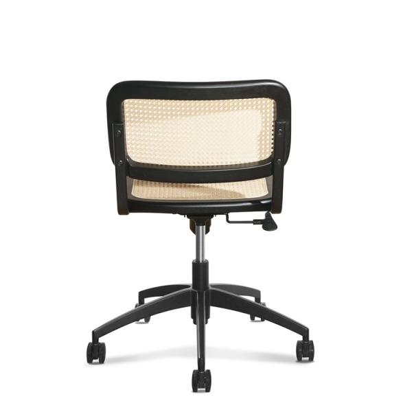 0.121CBM Executive Desk Rattan Office Chairs Wooden Black 46cm With Wheels Oem