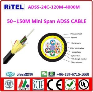 China ADSS fiber optic cable ADSS-48C, 50~150M mini span, SINGLE PE SHEATH for 10kv,35kv wholesale