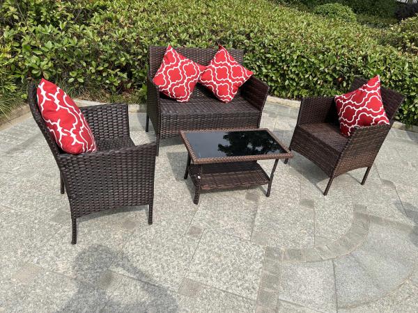 Quality China Factory Wholesale Rattan Sofa Waterproof Design Indoor Outdoor Sofa Table Chair Dining Desk Ottoman Furniture Set for sale