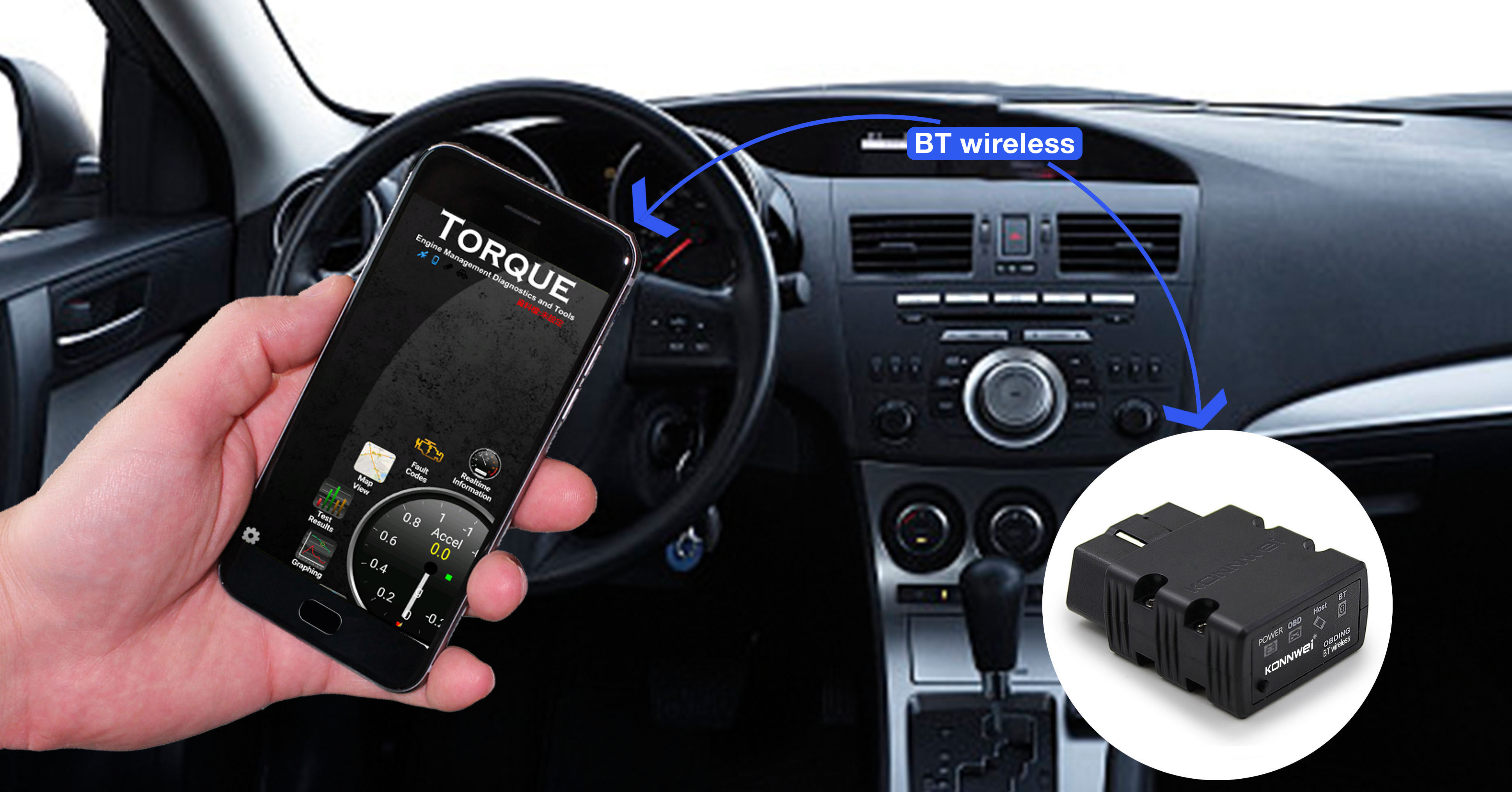 ABS Elm327 Obdii Obd2 Bluetooth Auto Car Diagnostic Interface Scanner KW902 Read Real - Time Data Fault Codes On ECU