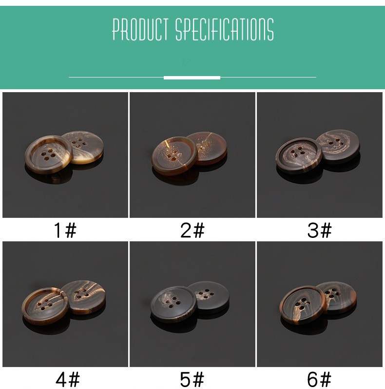 2022 Colorful factory wholesale 4-holes flatback imitated horn resin button