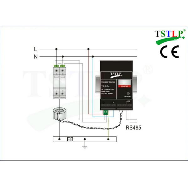RS485 Remote Communication Lightning Surge Counter Black Thermoplastic Housing