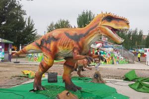 China Realistic Robot Interactive Realistic Orange Animatronic Dinosaur For Mall wholesale