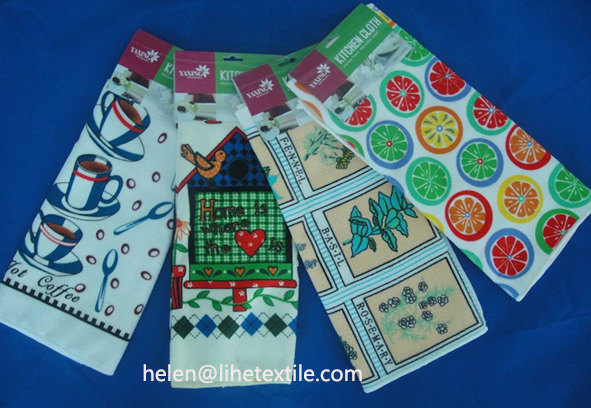 pigment printed microfiber kitchen cloth towel