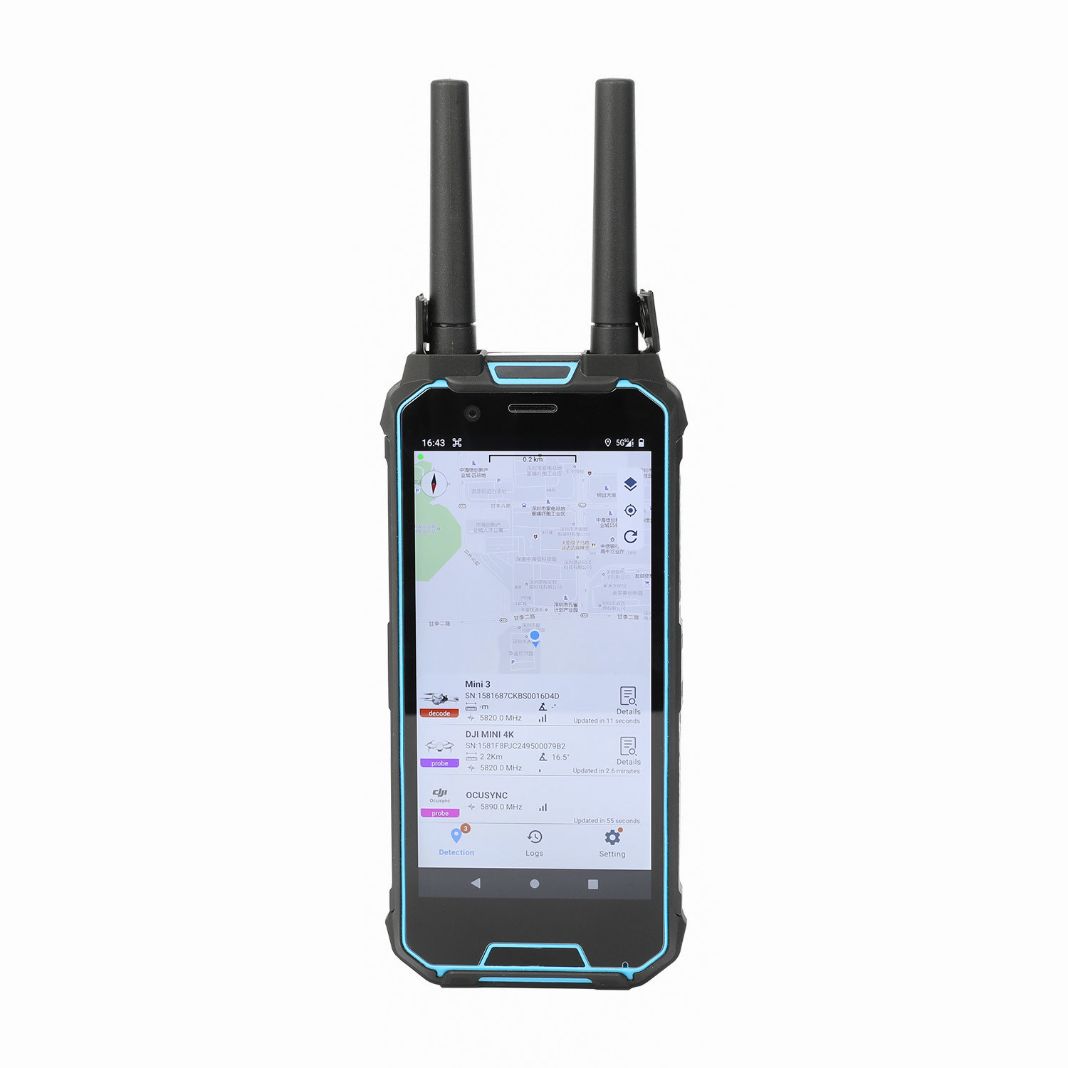 UAV Flyer Tracking White List Portable Handheld Drone Detector With Location