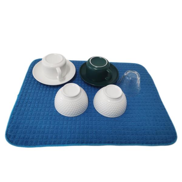 Gray Polyester Microfiber Dish Drying Mat For Dining Table