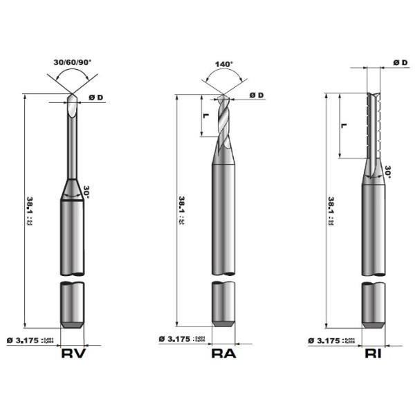 Nonferrous Metal Surface Finish Aluminum PCB End Mill 3.175mm